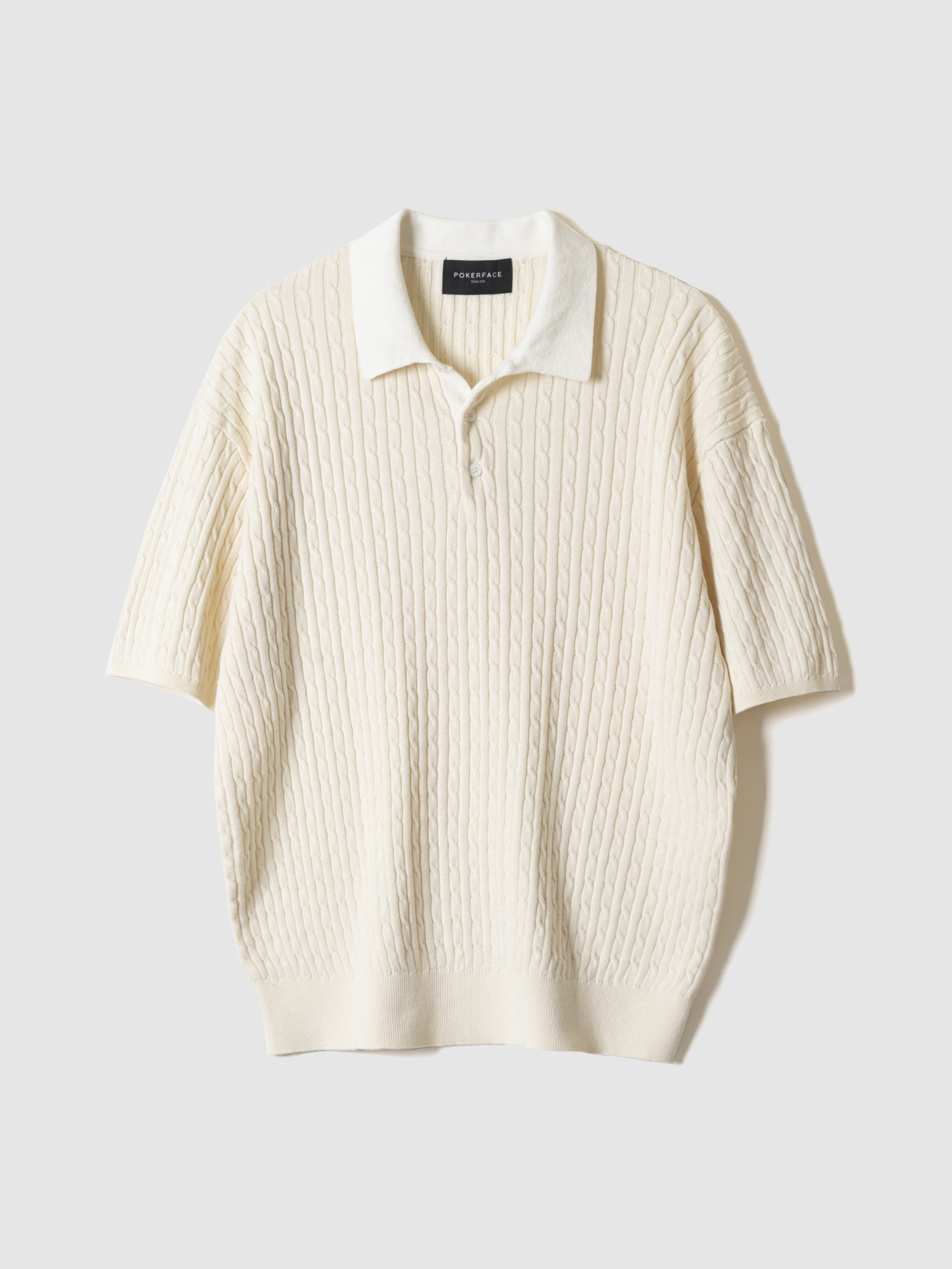CABLE RUGBY HALF SLEEVE KNIT IVORY
